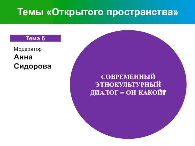 СОВРЕМЕННЫЙ ЭТНОКУЛЬТУРНЫЙ ДИАЛОГ – ОН КАКОЙ? Темы «Открытого пространства»