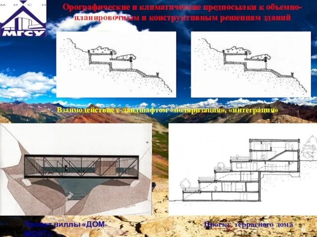 Орографические и климатические предпосылки к объемно-планировочным и конструктивным решениям зданий Взаимодействие с