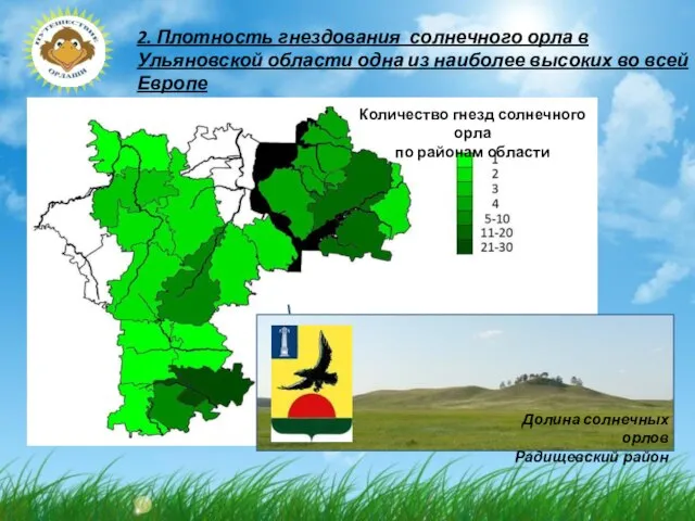2. Плотность гнездования солнечного орла в Ульяновской области одна из наиболее высоких