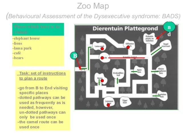 Zoo Map (Behavioural Assessment of the Dysexecutive syndrome: BADS) elephant house lions