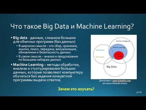 Что такое Big Data и Machine Learning? Big data - данные, слишком
