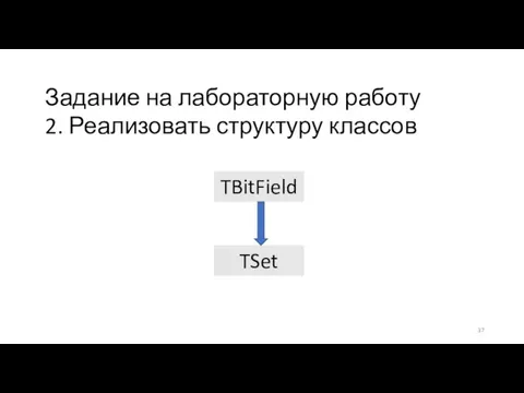 Задание на лабораторную работу 2. Реализовать структуру классов TBitField TSet