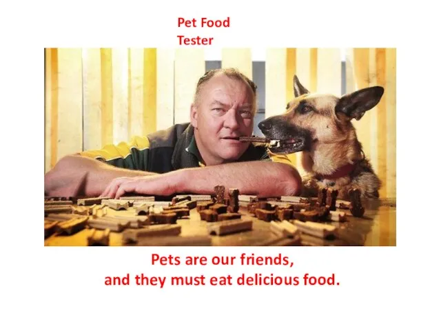 Pet Food Tester Pets are our friends, and they must eat delicious food.