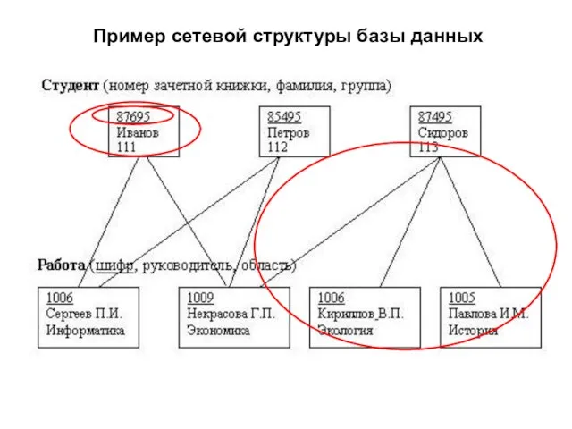 Пример сетевой структуры базы данных