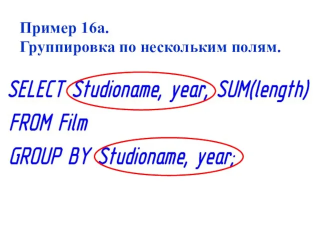 Пример 16а. Группировка по нескольким полям.