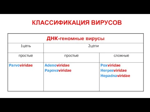 КЛАССИФИКАЦИЯ ВИРУСОВ