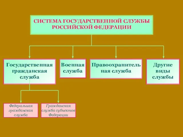 СИСТЕМА ГОСУДАРСТВЕННОЙ СЛУЖБЫ РОССИЙСКОЙ ФЕДЕРАЦИИ Государственная гражданская служба Федеральная гражданская служба Гражданская