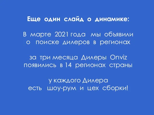 Еще один слайд о динамике: В марте 2021 года мы объявили о