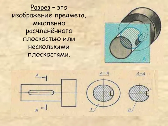 Разрез – это изображение предмета, мысленно расчленённого плоскостью или несколькими плоскостями.