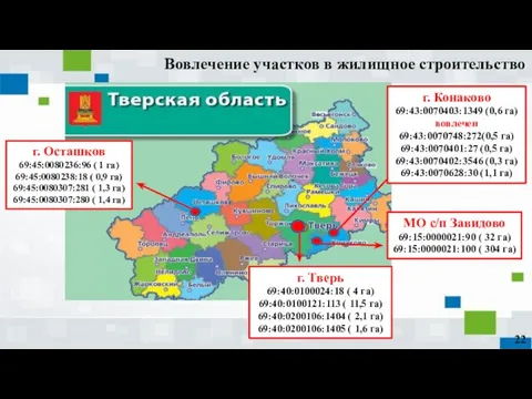 г. Осташков 69:45:0080236:96 ( 1 га) 69:45:0080238:18 ( 0,9 га) 69:45:0080307:281 (