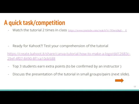 A quick task/competition Watch the tutorial 2 times in class https://www.youtube.com/watch?v=TQw9j8qE-_E Ready