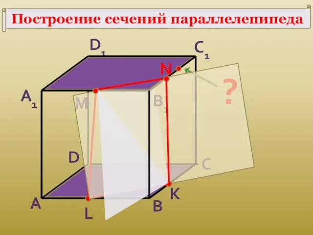 C A B D A1 B1 C1 D1 K M L ? N Построение сечений параллелепипеда