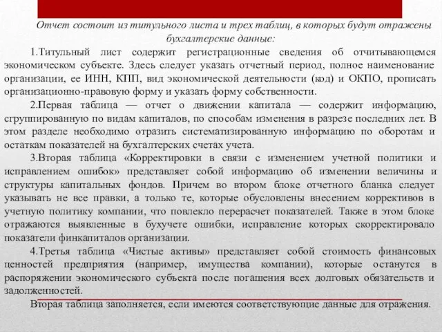 Отчет состоит из титульного листа и трех таблиц, в которых будут отражены