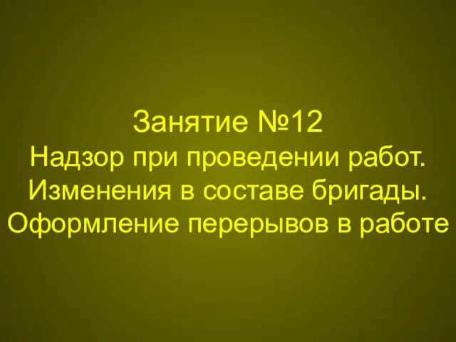 Занятие №12 Надзор при проведении работ. Изменения в составе бригады. Оформление перерывов в работе