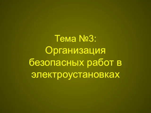 Тема №3: Организация безопасных работ в электроустановках