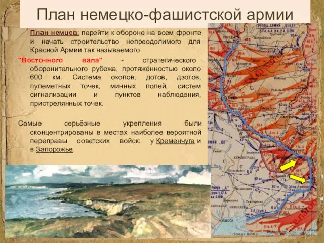 План немецко-фашистской армии План немцев: перейти к обороне на всем фронте и