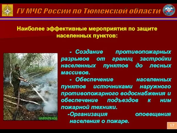 ГУ МЧС России по Тюменской области 17 - Создание противопожарных разрывов от