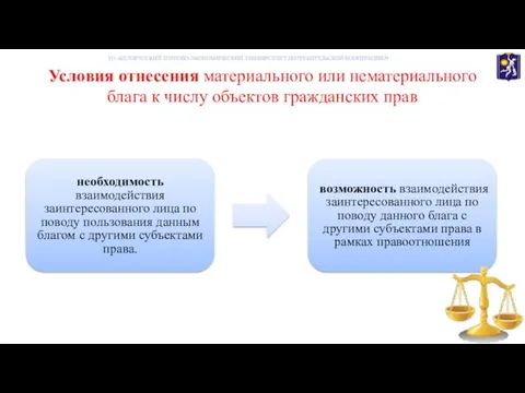 Условия отнесения материального или нематериального блага к числу объектов гражданских прав необходимость