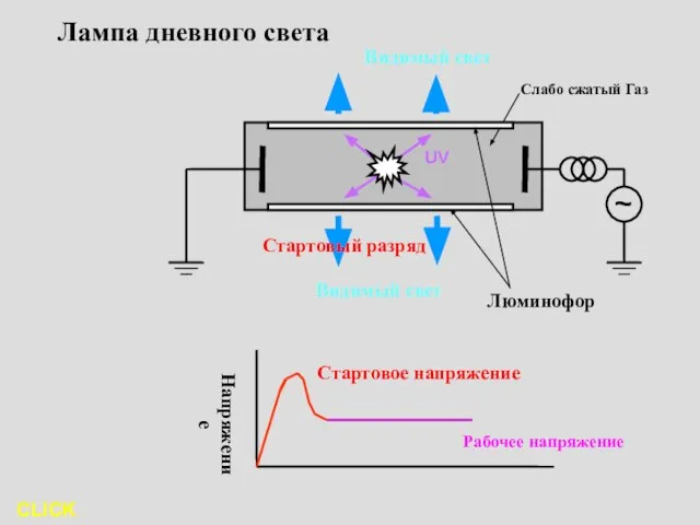 Слабо сжатый Газ Напряжение Люминофор Рабочее напряжение ~ Лампа дневного света Стартовый