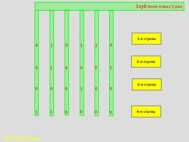 CLICK 3 times 1-я строка 2-я строка 3-я строка 4-я строка 1суб поле показ 1 раз