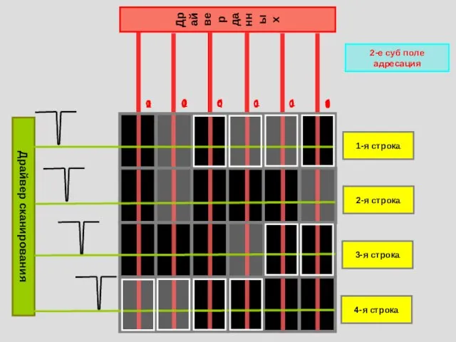 Драйвер данных Драйвер сканирования 1-я строка 2-я строка 3-я строка 4-я строка 2-е суб поле адресация