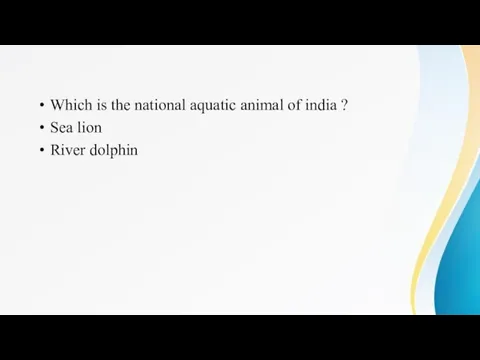 Which is the national aquatic animal of india ? Sea lion River dolphin