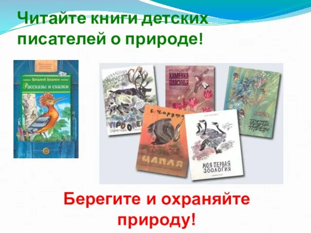 Читайте книги детских писателей о природе! Берегите и охраняйте природу!