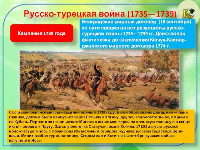 Русско-турецкая война (1735—1739) Кампания 1739 года Составлен был новый план ведения войны