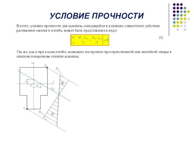 В итоге, условие прочности для колонны, находящейся в условиях совместного действия растяжения-сжатия