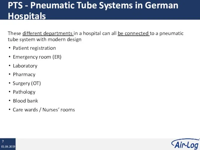 PTS - Pneumatic Tube Systems in German Hospitals These different departments in
