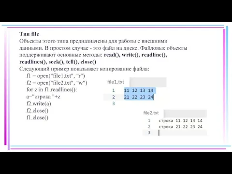 Тип file Объекты этого типа предназначены для работы с внешними данными. В