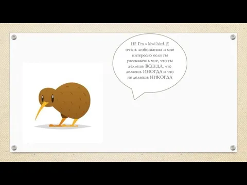 Hi! I’m a kiwi bird. Я очень любопытная и мне интересно если