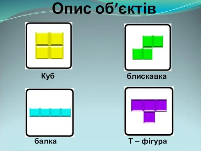 Опис об’єктів Куб блискавка балка T – фігура