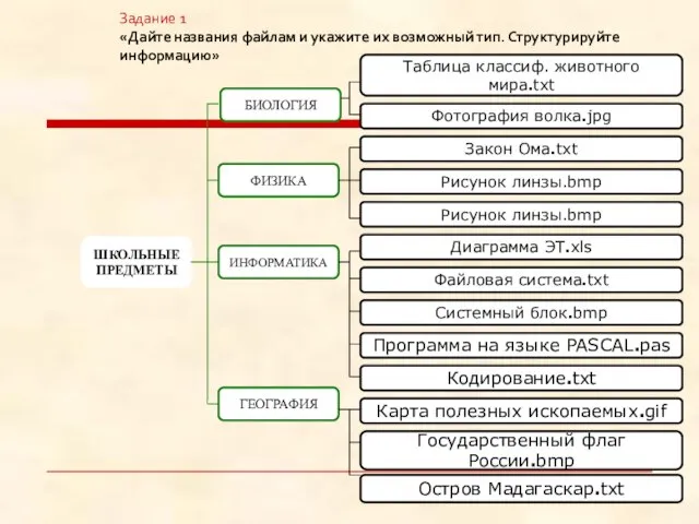 ШКОЛЬНЫЕ ПРЕДМЕТЫ Таблица классиф. животного мира.txt Фотография волка.jpg Закон Ома.txt Рисунок линзы.bmp