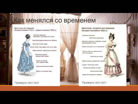 Как менялся со временем Примерно 1815-1825 Примерно 1825-1827