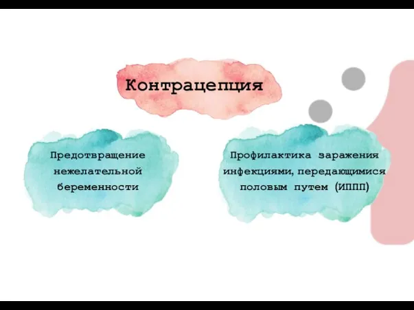 Профилактика заражения инфекциями, передающимися половым путем (ИППП) Контрацепция Предотвращение нежелательной беременности