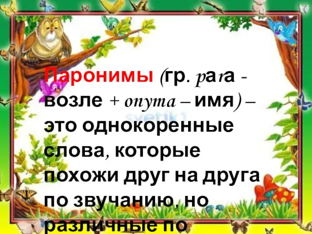 Паронимы (гр. pаrа - возле + onyma – имя) – это однокоренные