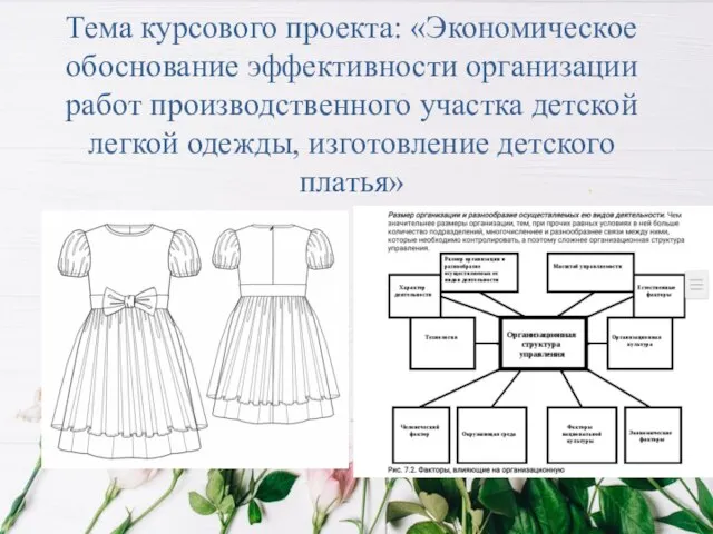 Тема курсового проекта: «Экономическое обоснование эффективности организации работ производственного участка детской легкой одежды, изготовление детского платья»