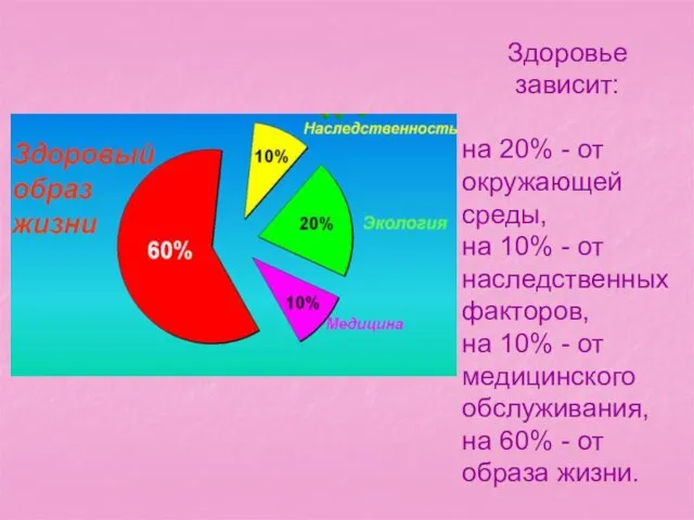 Здоровье зависит: на 20% - от окружающей среды, на 10% - от