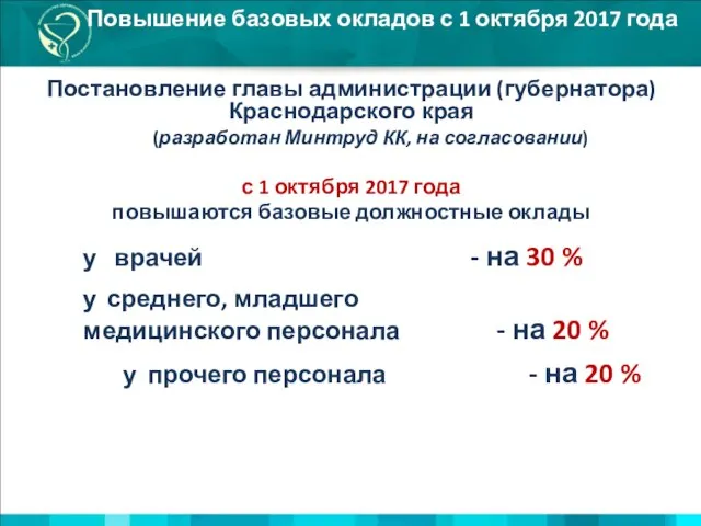 Повышение базовых окладов с 1 октября 2017 года Постановление главы администрации (губернатора)