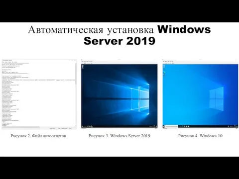 Автоматическая установка Windows Server 2019 Рисунок 2. Файл автоответов Рисунок 3. Windows