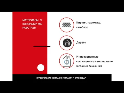 Кирпич, паромакс, газоблок Дерево Инновационные современные материалы по желанию заказчика СТРОИТЕЛЬНАЯ КОМПАНИЯ "АТЛАНТ", Г. КРАСНОДАР