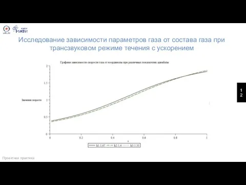 Исследование зависимости параметров газа от состава газа при трансзвуковом режиме течения с ускорением Проектная практика