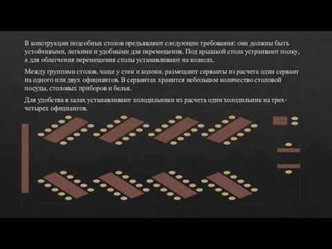 В конструкции подсобных столов предъявляют следующие требования: они должны быть устойчивыми, легкими