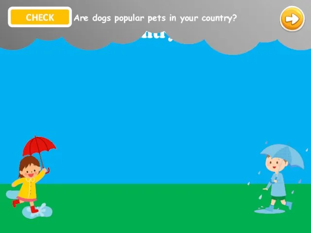 in your country? Are pets popular dogs Are dogs popular pets in your country? CHECK