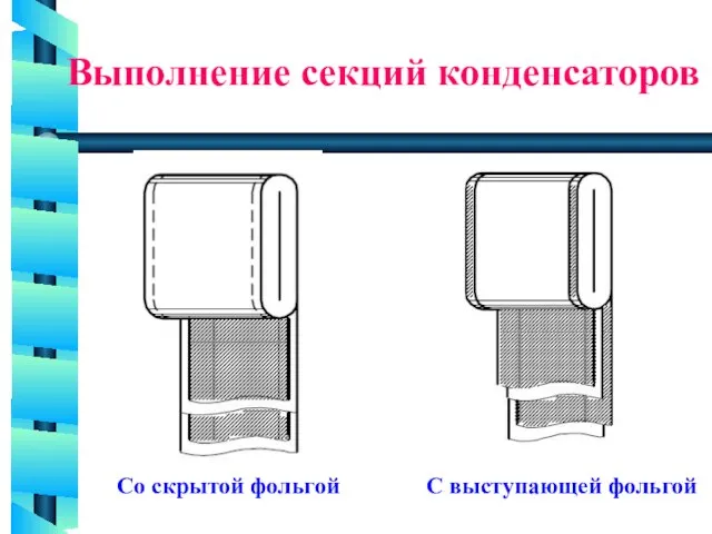 Выполнение секций конденсаторов Со скрытой фольгой С выступающей фольгой