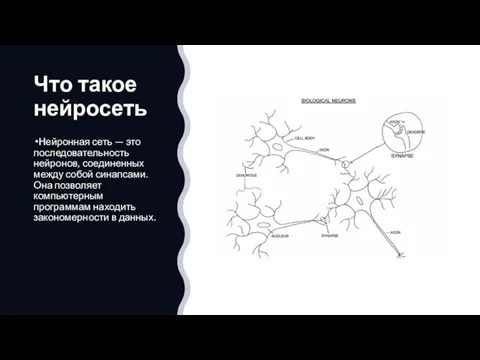 Что такое нейросеть Нейронная сеть — это последовательность нейронов, соединенных между собой