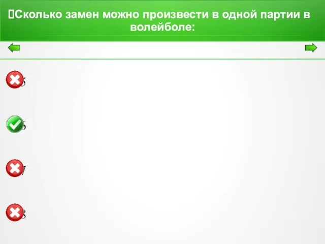 Сколько замен можно произвести в одной партии в волейболе: 5 6 7 8