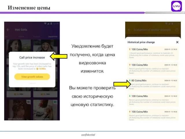 Уведомление будет получено, когда цена видеозвонка изменится. Вы можете проверить свою историческую ценовую статистику. Изменение цены