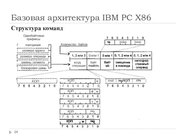 Базовая архитектура IBM PC Х86 Структура команд